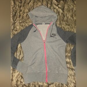 Nike Gray Hoodie with Pink Zipper
